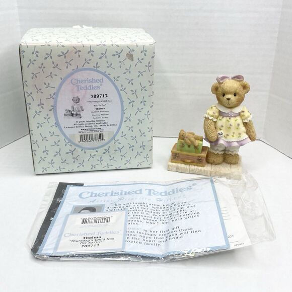 Vintage Cherished Teddies 2000 Figurine Thelma "Thursday's Child Has Far To Go" - Picture 1 of 11